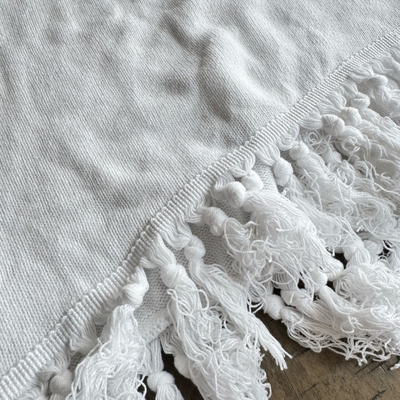 White Sleeveless Dress with Fringe Hem Cotton blend - Picture 3 of 7